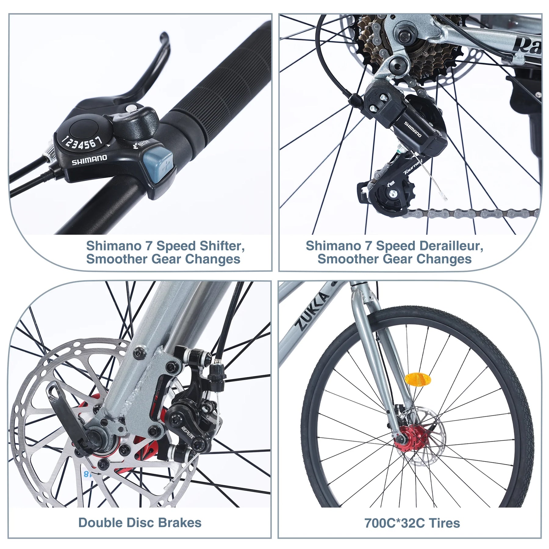 Outdoor Bike 7 Speed Hybrid Bike Disc Brake 700C Road Bike for Men Women'S City Bicycle, Mountain Bike for Outdoor
