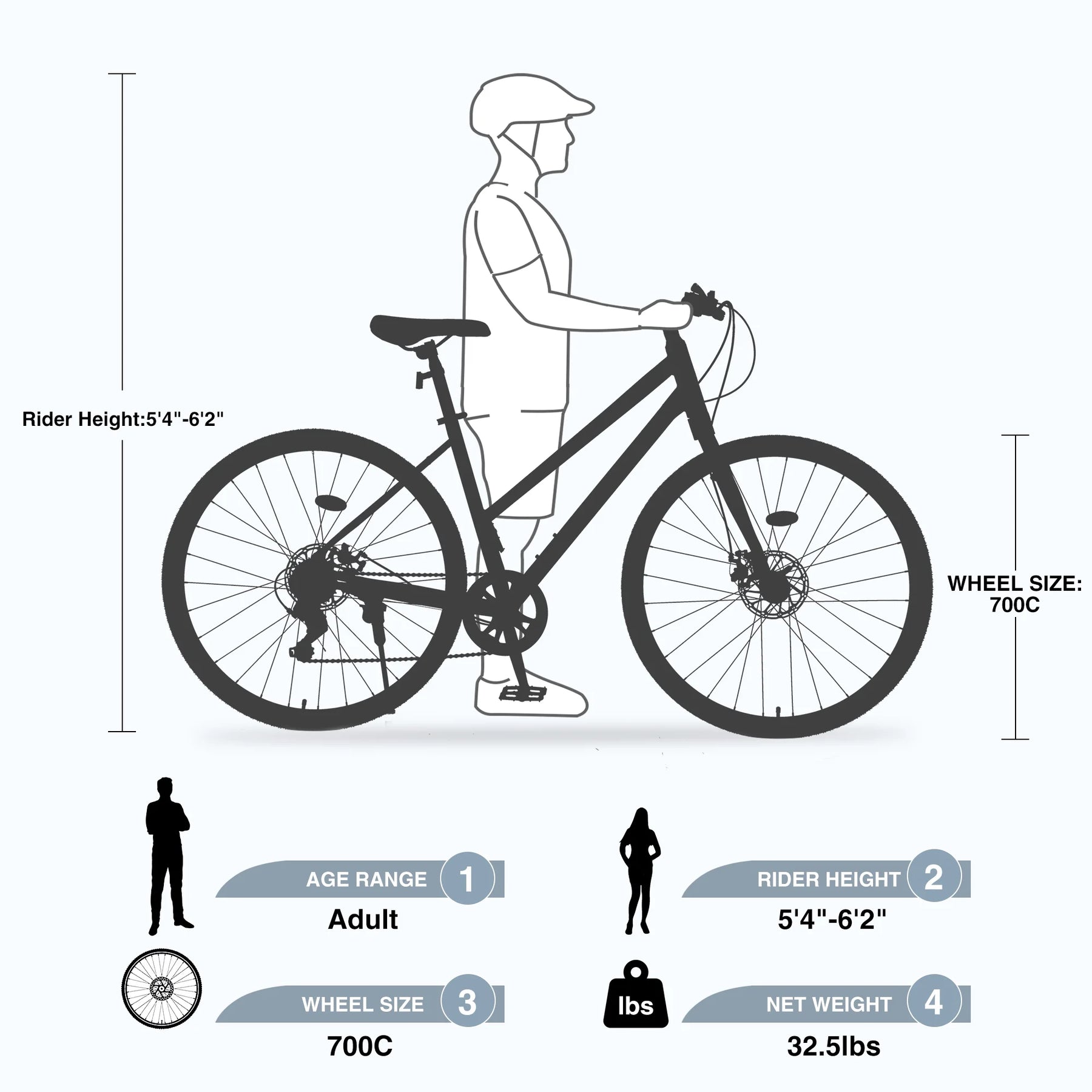 Outdoor Bike 7 Speed Hybrid Bike Disc Brake 700C Road Bike for Men Women'S City Bicycle, Mountain Bike for Outdoor