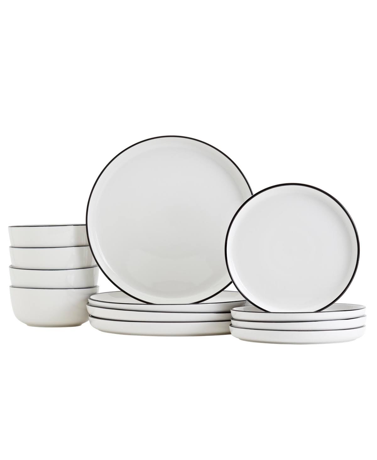 Tabletop Unlimited 12-pc Black Rim Dinnerware Set, Service for 4 - Black