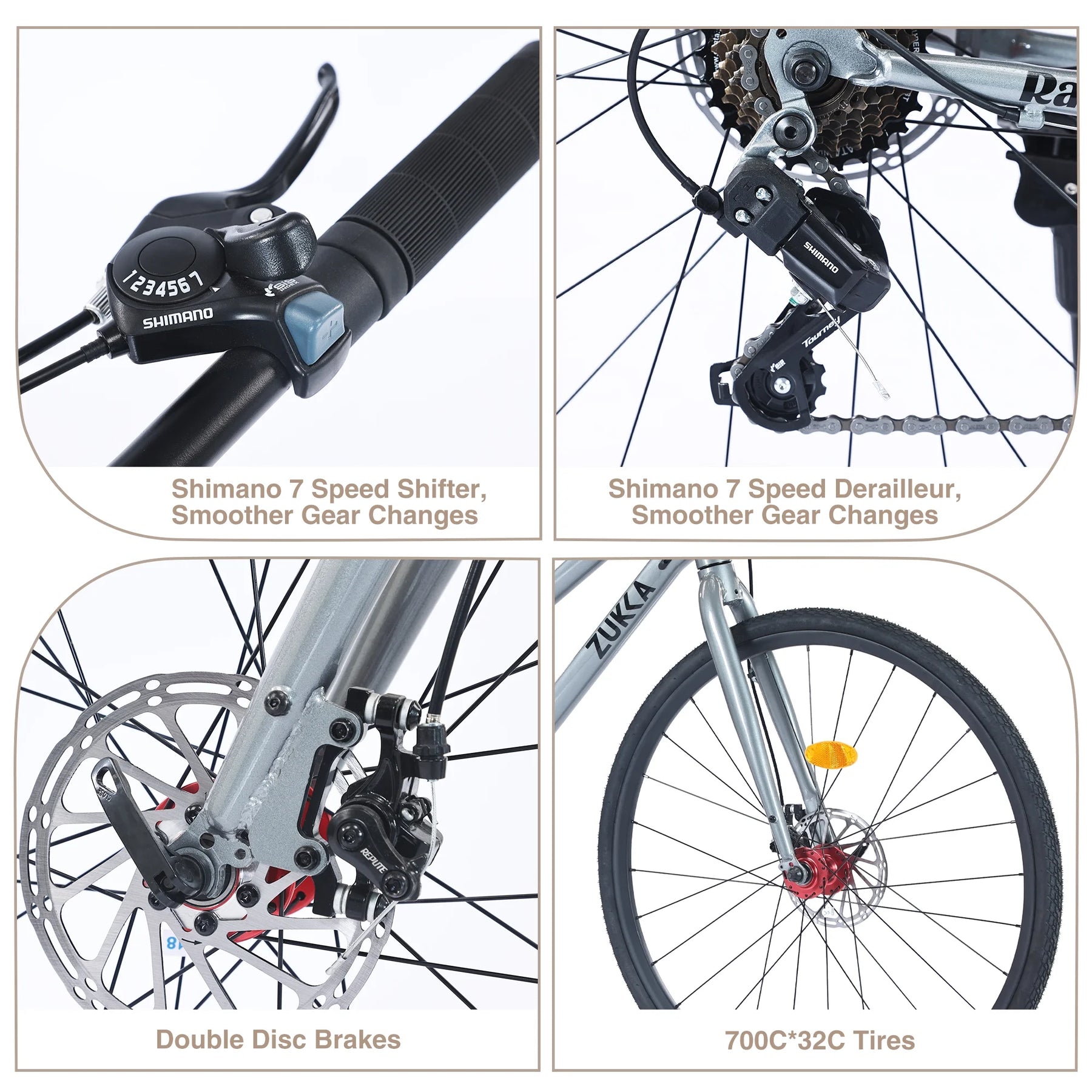 Outdoor Bike 7 Speed Hybrid Bike Disc Brake 700C Road Bike for Men Women'S City Bicycle, Mountain Bike for Outdoor