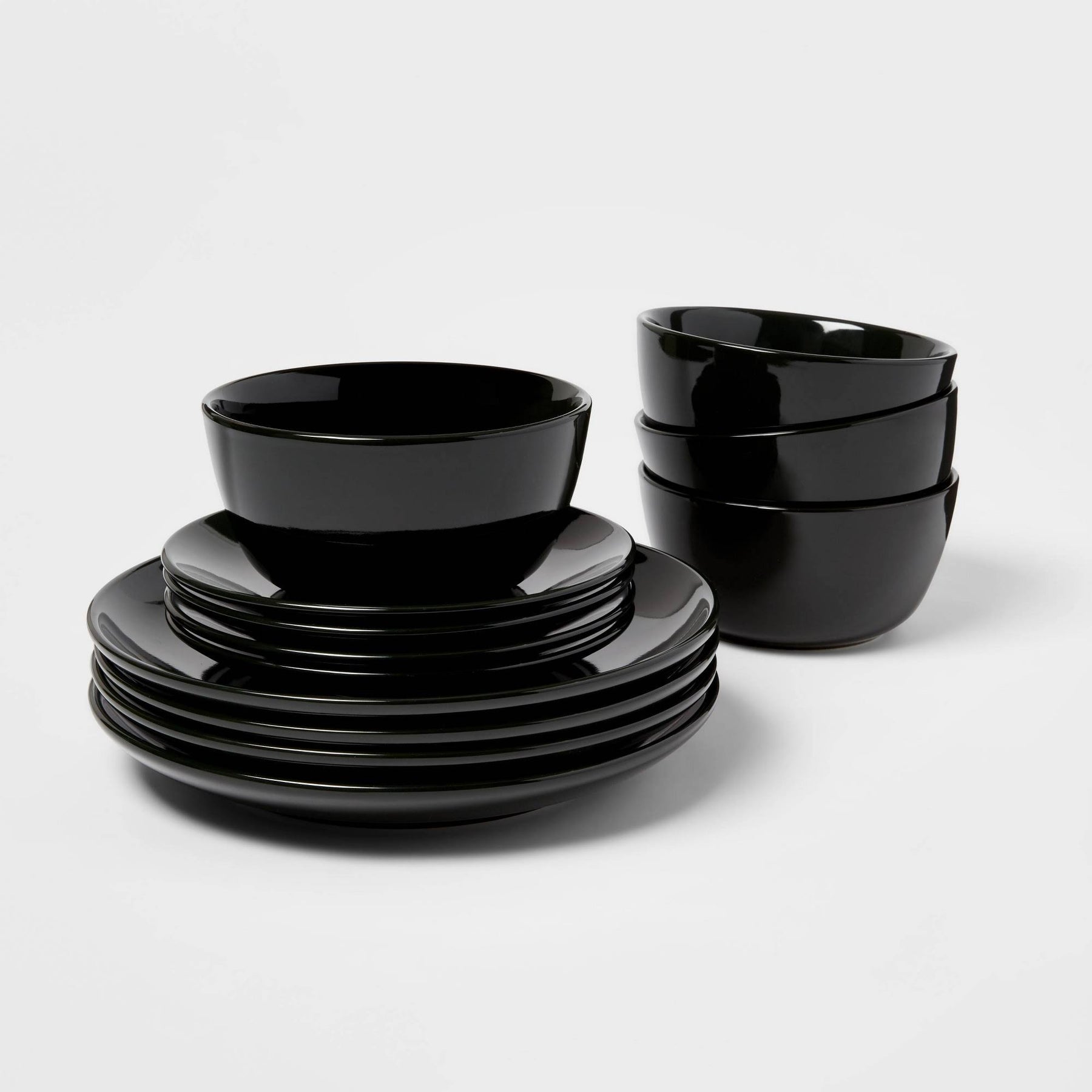 Open Box 12pc Stoneware Avesta Dinnerware Set Black - Project 62