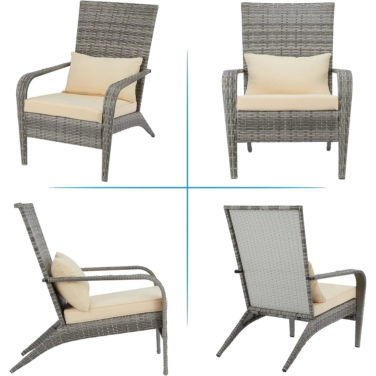 AECOJOY Patio Adirondack Wicker Chair, Outdoor Coconino Chair with Cushion and Pillow