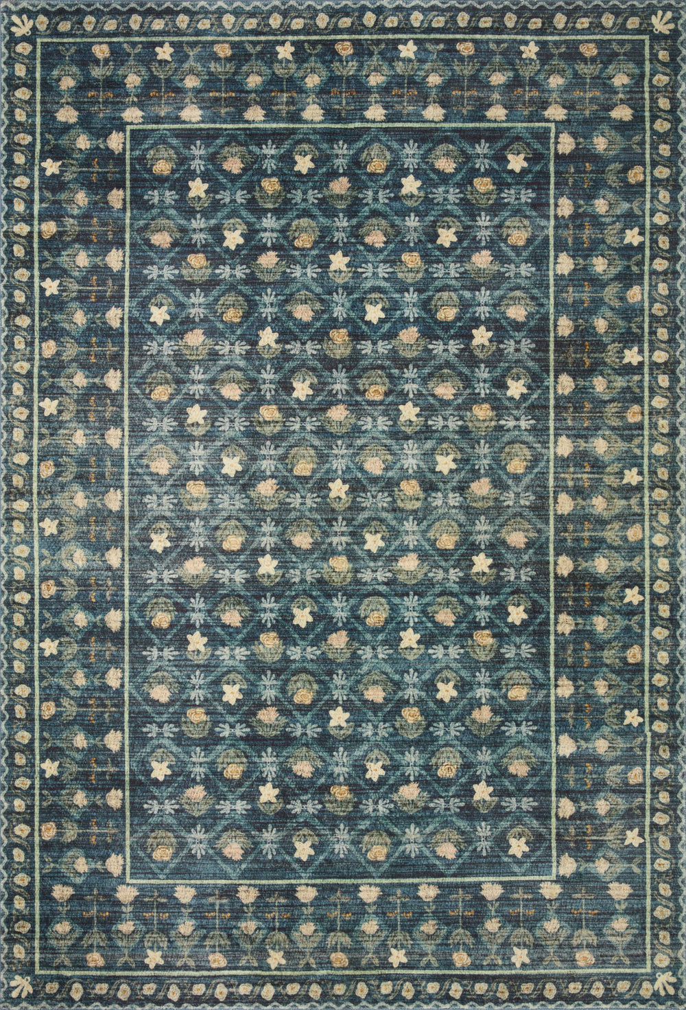 Rifle Paper Co. x Loloi 5'0" x 7'6" Indigo Eden feat. CloudPile Lattice (EDE-03) Area Rug